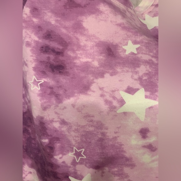 NWT Wildfox Tie Dye Stars 2 Piece loungewear shorts & top purple white Size XL - Picture 7 of 9